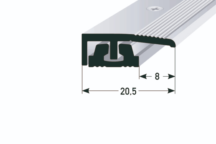 Abschlussprofil Auer edelstahloptik mit Unterschiene für Klickdesign-Belagsstärke 4-7 mm