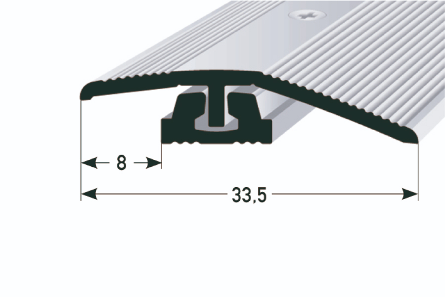 Anpassungsprofil Auer silber mit Unterschiene für Klickdesign-Belagsstärke 4-7 mm