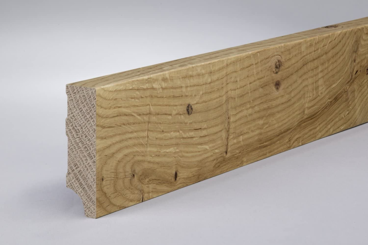 Holz-Sockelleiste KGM Modern 58mm Eiche Alpeneiche astig, matt lackiert